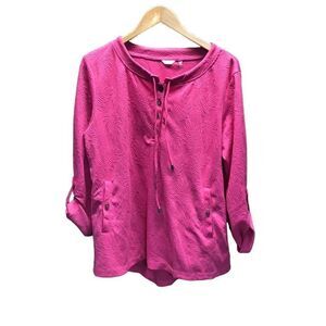Kaktus Size Large (L) Hit Pink Embossed Floral Sweatshirt